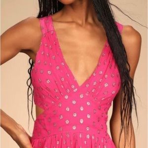 Formal metallic pattern dress with cutouts